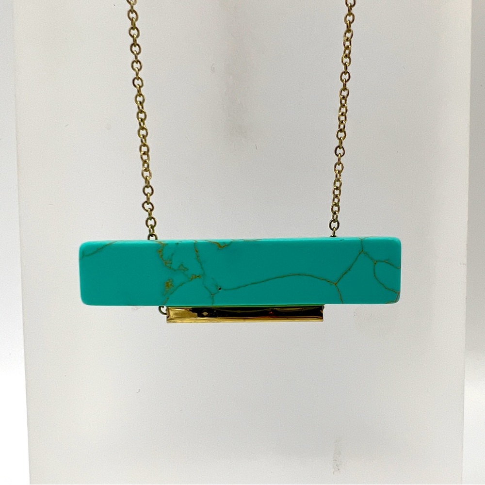 Turquoise Bar Gold-Tone Necklace